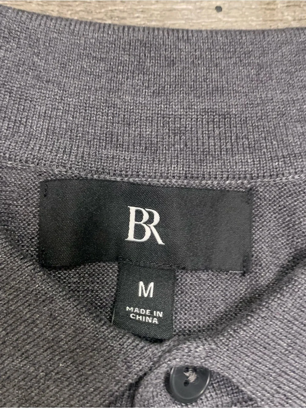 BR Banana Republic Performance Gray Thin Knit Polo Shirt Long Sleeve Golf M
